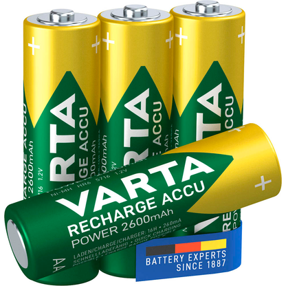 Artikelbild 9 für 4 VARTA Akkus RECHARGE ACCU Power Mignon AA 2.600 mAh, Artikelnummer 808220
