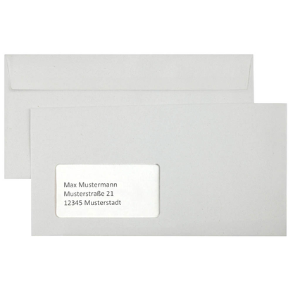 Artikelbild für kaenguruh the world of paper Briefumschläge DIN lang mit Fenster grau haftklebend 1.000 St., Artikelnummer 583407