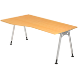 Artikelbild 1 für HAMMERBACHER AS18 höhenverstellbarer Schreibtisch buche Trapezform, A-Fuß-Gestell silber 180,0 x 80,0 cm, Artikelnummer 964064