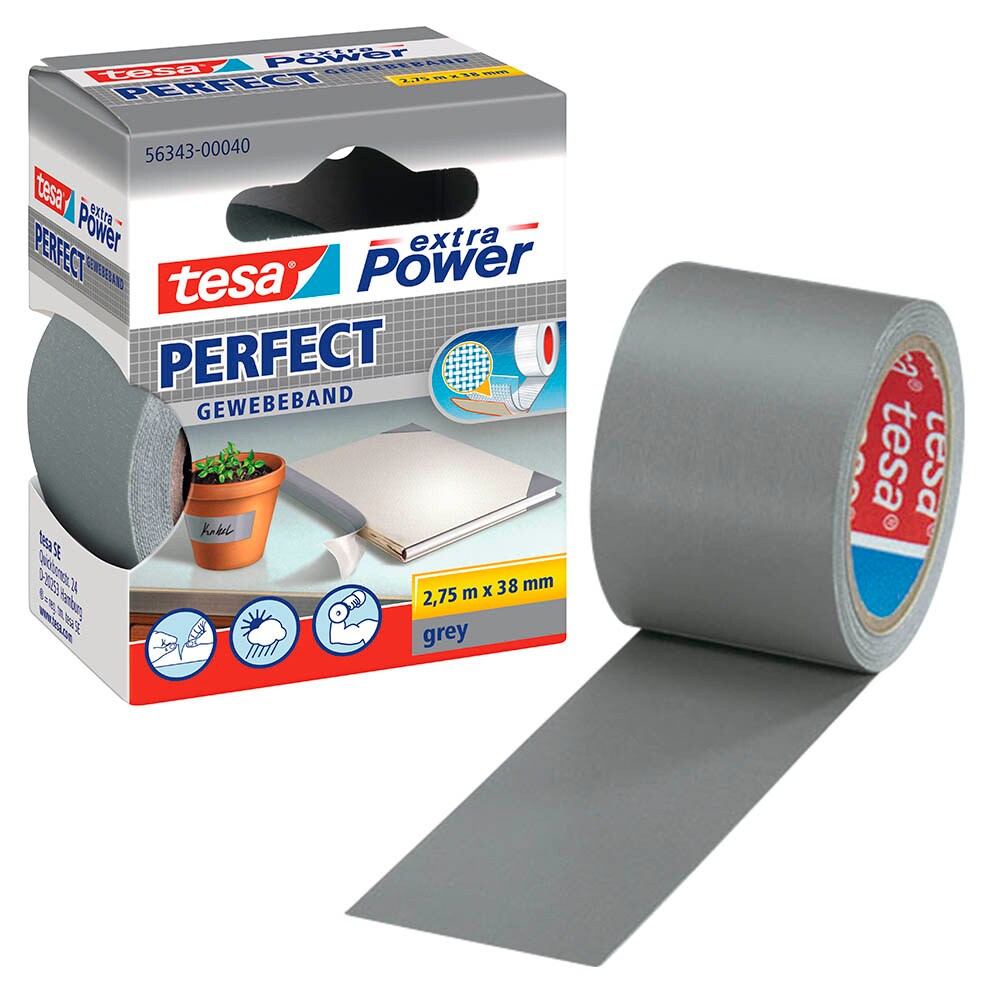 Tesa Extra Power Perfect Gewebeband Grau 38 0 Mm X 2 75 M 1 Rolle tesa-extra-power-perfect-gewebeband-grau-38-0-mm-x-2-75-m-1-rolle