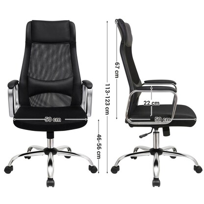 Artikelbild 4 für SONGMICS Bürostuhl, OBN33BK Kunstleder schwarz, Gestell chrom, Artikelnummer 262646