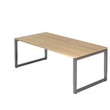 Artikelbild 1 für HAMMERBACHER Unni SE1 höhenverstellbarer Schreibtisch eiche rechteckig, Kufen-Gestell grau 200,0 x 100,0 cm, Artikelnummer 644789