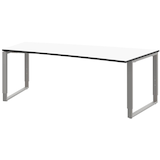 Artikelbild 1 für röhr Imperia höhenverstellbarer Schreibtisch weiß Trapezform, Kufen-Gestell silber 200,0 x 80,0/100,0 cm, Artikelnummer 752347
