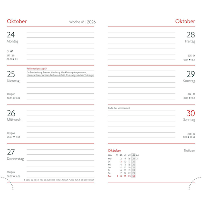 Artikelbild 3 für Lediberg Taschenkalender Wochenplaner 2026 schwarz, Artikelnummer 550966