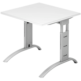 Artikelbild 1 für HAMMERBACHER FS08 höhenverstellbarer Schreibtisch weiß quadratisch, C-Fuß-Gestell silber 80,0 x 80,0 cm, Artikelnummer 864049
