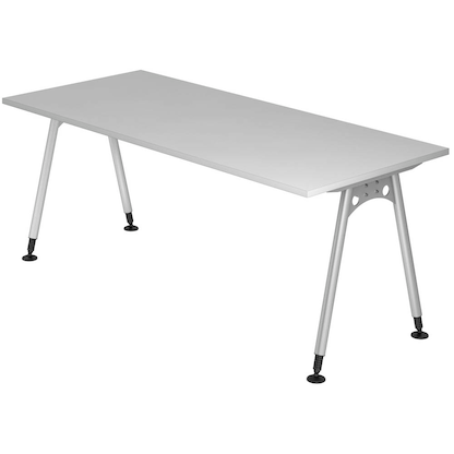 Artikelbild für HAMMERBACHER AS19 höhenverstellbarer Schreibtisch lichtgrau rechteckig, A-Fuß-Gestell silber 180,0 x 80,0 cm, Artikelnummer 964049