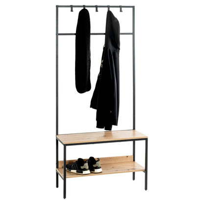 Artikelbild 6 für HAKU Möbel Garderobenbank mit Haken und Schuhrost 37461 eiche, schwarz Holz 70,0 cm, Artikelnummer 105298