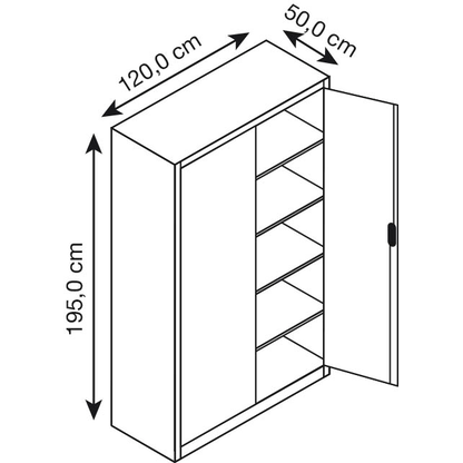 Artikelbild 3 für CP Stahlschrank 08931-00 S10014 lichtgrau 120,0 x 50,0 x 195,0 cm, aufgebaut, Artikelnummer 415733