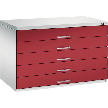 Artikelbild 4 für CP 7100 Planschrank lichtgrau, rubinrot 5 Schubladen 110,0 x 76,5 x 76,0 cm, Artikelnummer 682551