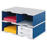 Artikelbild 1 für styro Sortierstation Styrodoc Jumbo Grundeinheit grau/blau mit 4 Fächer, Artikelnummer 250977