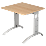 Artikelbild 1 für HAMMERBACHER FS08 höhenverstellbarer Schreibtisch eiche quadratisch, C-Fuß-Gestell silber 80,0 x 80,0 cm, Artikelnummer 866069
