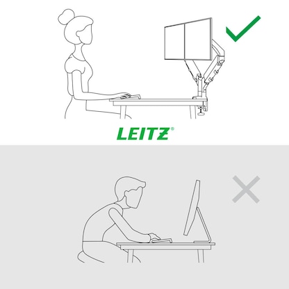 Artikelbild 7 für LEITZ Monitor-Halterung Ergo 65370089 dunkelgrau für 2 Monitore, Tischklemme, Artikelnummer 103727