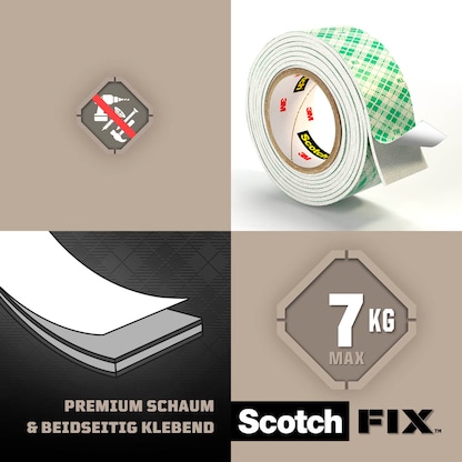 Artikelbild 6 für Scotch FIX™ INTERIOR doppelseitiges Klebeband 19,0 mm x 1,5 m, 1 Rolle, Artikelnummer 570836