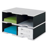 Artikelbild 1 für styro Sortierstation Styrodoc Jumbo Grundeinheit grau/schwarz mit 4 Fächer, Artikelnummer 251058