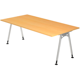 Artikelbild 1 für HAMMERBACHER AS2E höhenverstellbarer Schreibtisch buche rechteckig, A-Fuß-Gestell silber 200,0 x 100,0 cm, Artikelnummer 964056