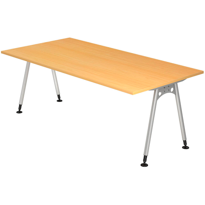 Artikelbild für HAMMERBACHER AS2E höhenverstellbarer Schreibtisch buche rechteckig, A-Fuß-Gestell silber 200,0 x 100,0 cm, Artikelnummer 964056