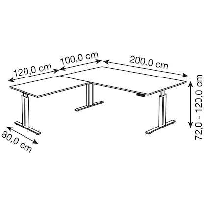 Artikelbild 3 für Kerkmann Move 3 elegant elektrisch höhenverstellbarer Schreibtisch lichtgrau L-Form, T-Fuß-Gestell grau 200,0 x 220,0 cm, Artikelnummer 488207