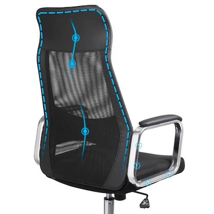 Artikelbild 8 für SONGMICS Bürostuhl, OBN33BK Kunstleder schwarz, Gestell chrom, Artikelnummer 262646