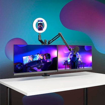 Artikelbild 2 für hama Monitor-Halterung 00004663 schwarz für 2 Monitore, Tischklemme, Artikelnummer 388118