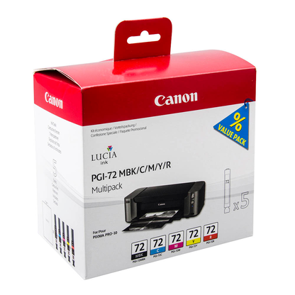 Artikelbild 2 für Canon PGI-72 MBK/C/M/Y/R mattschwarz, cyan, magenta, gelb, rot Druckerpatronen, 5er-Set, Artikelnummer 174065