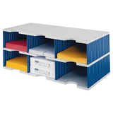 Artikelbild 1 für styro Sortierstation Styrodoc Jumbo Grundeinheit grau/blau mit 6 Fächer, Artikelnummer 251108