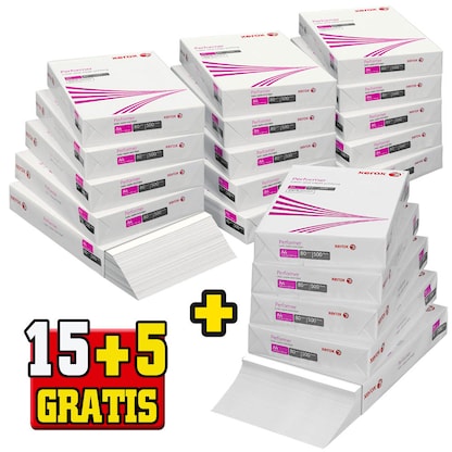 Artikelbild 16 für 15 + 5 GRATIS: xerox Kopierpapier Performer DIN A4 80 g/qm 15x 500 Blatt + GRATIS 5x 500 Blatt, Artikelnummer 117159