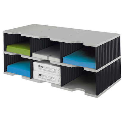 Artikelbild für styro Sortierstation Styrodoc Jumbo Grundeinheit grau/schwarz mit 6 Fächer, Artikelnummer 251116