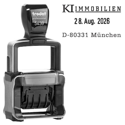 Artikelbild 12 für trodat Datumstempel mit Text individualisierbar 5430 selbstfärbend schwarz mit Logo, 1 St., Artikelnummer 442879