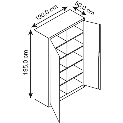 Artikelbild 2 für CP Stahlschrank 8931-311 S10123 lichtgrau, enzianblau 120,0 x 50,0 x 195,0 cm, aufgebaut, Artikelnummer 415758