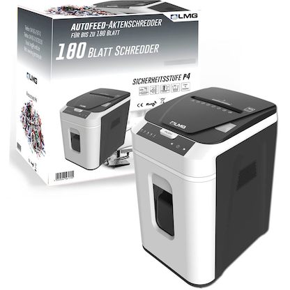Artikelbild 2 für AKTION: LMG AUTO180P4 Aktenvernichter mit Partikelschnitt P-4, 4 x12 mm, bis 180 Blatt, lichtgrau, Artikelnummer 189926