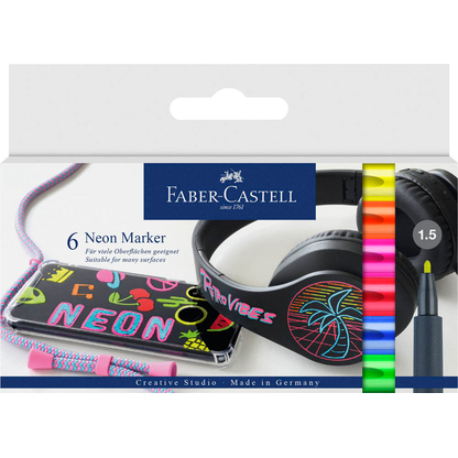 Artikelbild 16 für FABER-CASTELL Neon Permanentmarker farbsortiert 1,5 mm, 6 St., Artikelnummer 419244