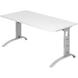 Artikelbild 1 für HAMMERBACHER FS16 höhenverstellbarer Schreibtisch weiß rechteckig, C-Fuß-Gestell silber 160,0 x 80,0 cm, Artikelnummer 866196