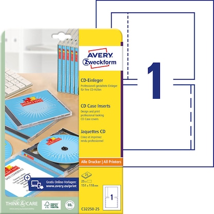 Artikelbild 5 für AVERY Zweckform CD-Einleger C32250-25 weiß, Artikelnummer 955971