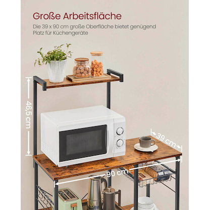 Artikelbild 5 für VASAGLE Küchen-Organizer braun, schwarz 90,0 x 40,0 x 134,0 cm, Artikelnummer 262559