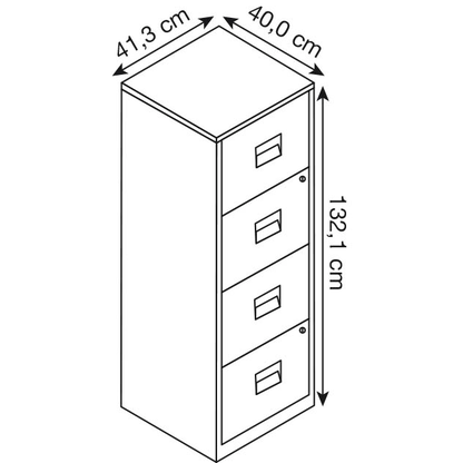 Artikelbild 2 für BISLEY Home PFA 4 Hängeregistraturschrank schwarz 4 Schubladen 41,3 x 40,0 x 132,1 cm, Artikelnummer 728758