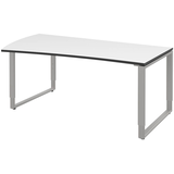 Artikelbild 1 für röhr Imperia höhenverstellbarer Schreibtisch weiß Trapezform, Kufen-Gestell silber 180,0 x 80,0/100,0 cm, Artikelnummer 752727