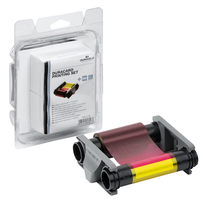 Artikelbild 6 für DURABLE YMCKO-Farbband und 100 Plastikkarten (0,76 mm) mehrfarbig Farbband-Set, Artikelnummer 177035