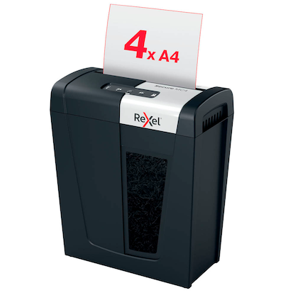 Artikelbild 11 für Rexel Secure MC4 Aktenvernichter mit Partikelschnitt P-5, 2 x 15 mm, bis 4 Blatt, schwarz, Artikelnummer 437174