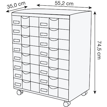 Artikelbild 2 für PAPERFLOW Bürowagen grau 55,2 x 35,0 x 74,5, ohne Rollen 69,0 cm, Artikelnummer 293151