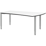 Artikelbild 1 für röhr Imperia höhenverstellbarer Schreibtisch weiß Trapezform, 4-Fuß-Gestell silber 180,0 x 80,0/100,0 cm, Artikelnummer 752883