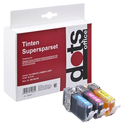 Artikelbild 18 für dots cyan, magenta, gelb Druckerpatronen kompatibel zu Canon CLI-526 C/M/Y, 3er-Set, Artikelnummer 205963