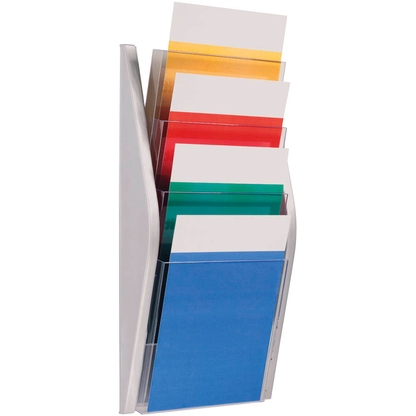 Artikelbild 2 für helit Wandprospekthalter the arc silber DIN A4 4 Fächer, Artikelnummer 488403