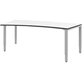 Artikelbild 1 für röhr Imperia höhenverstellbarer Schreibtisch weiß Trapezform, 4-Fuß-Gestell silber 200,0 x 80,0/100,0 cm, Artikelnummer 752933