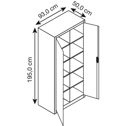 Artikelbild 2 für CP Stahlschrank 8921-311 S10193 lichtgrau, enzianblau 93,0 x 50,0 x 195,0 cm, aufgebaut, Artikelnummer 415517
