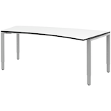 Artikelbild 1 für röhr Imperia höhenverstellbarer Schreibtisch weiß Trapezform, 4-Fuß-Gestell silber 200,0 x 80,0/100,0 cm, Artikelnummer 752943