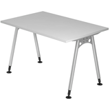 Artikelbild 1 für HAMMERBACHER AS12 höhenverstellbarer Schreibtisch lichtgrau rechteckig, A-Fuß-Gestell silber 120,0 x 80,0 cm, Artikelnummer 963494