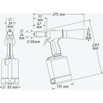 Artikelbild 8 für HAZET 9037N-2 Druckluft-Nietpistole, Artikelnummer 582108
