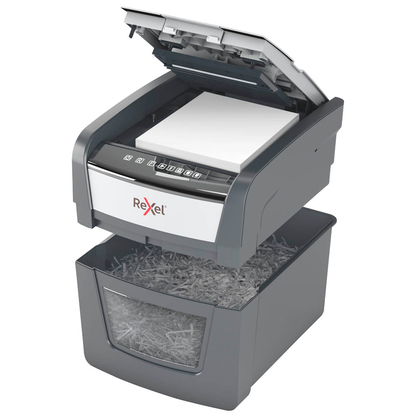 Artikelbild 9 für AKTION: Rexel Optimum AutoFeed+ 45X Aktenvernichter mit Partikelschnitt P-4, 4 x 28 mm, bis 45 Blatt, schwarz, Artikelnummer 495091