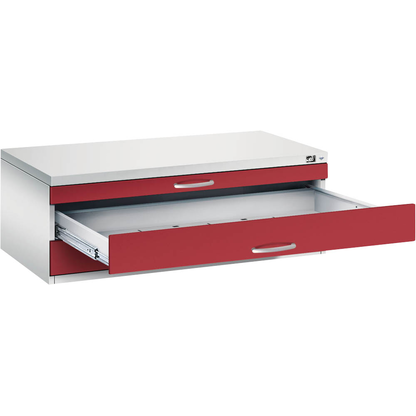 Artikelbild für CP 7100 Planschrank lichtgrau, rubinrot 3 Schubladen 110,0 x 76,5 x 42,0 cm, Artikelnummer 682455