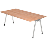 Artikelbild 1 für HAMMERBACHER AS2E höhenverstellbarer Schreibtisch nussbaum rechteckig, A-Fuß-Gestell silber 200,0 x 100,0 cm, Artikelnummer 964130